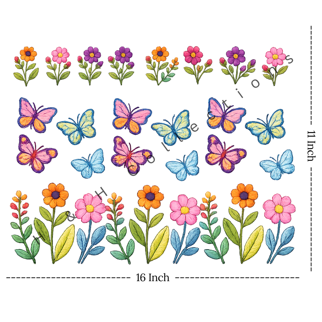 DTF Heat Transfer Embroidered Look Set 025